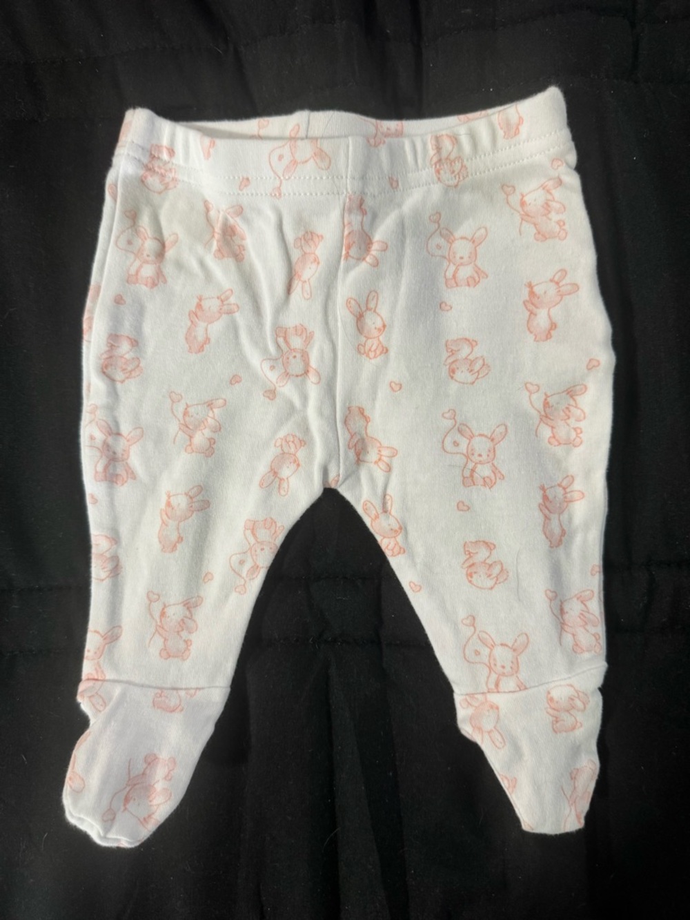 Baby Girls White & Light Pink Bunny Matching Set - Onesie & Footed Pants - Picture 4 of 6